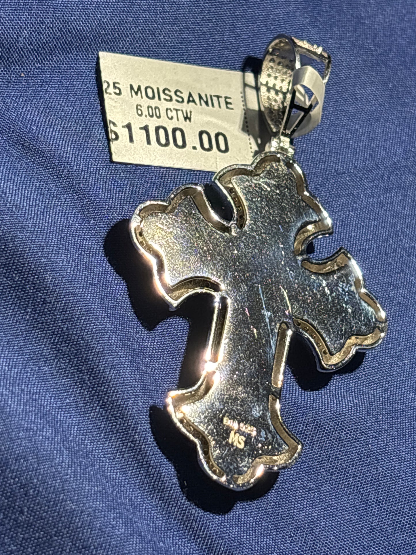 6.00 CTW Moissanite Cross Pendant set in 925 Silver