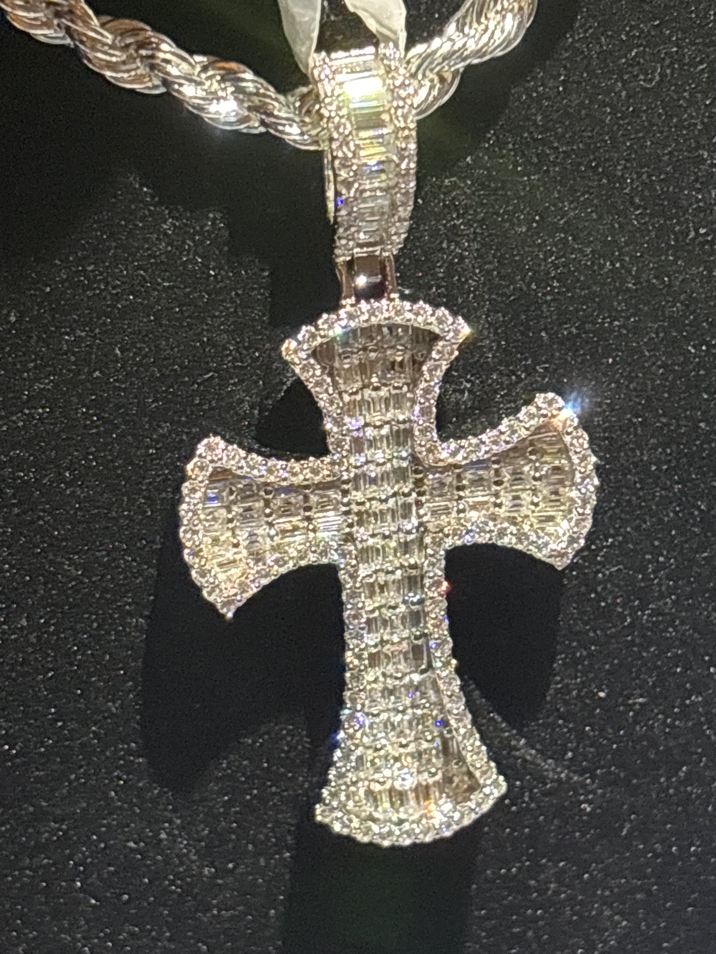 3 CTW Moissanite and 925 Silver Cross Pendant