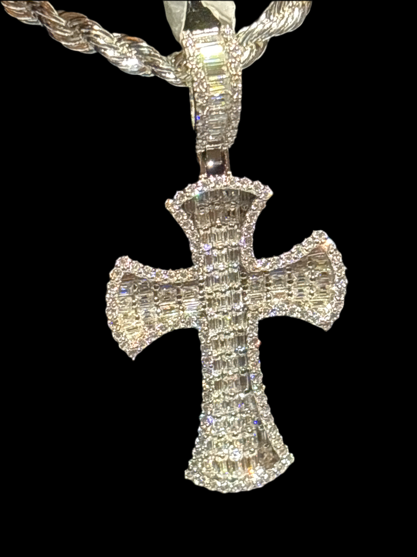 3 CTW Moissanite and 925 Silver Cross Pendant