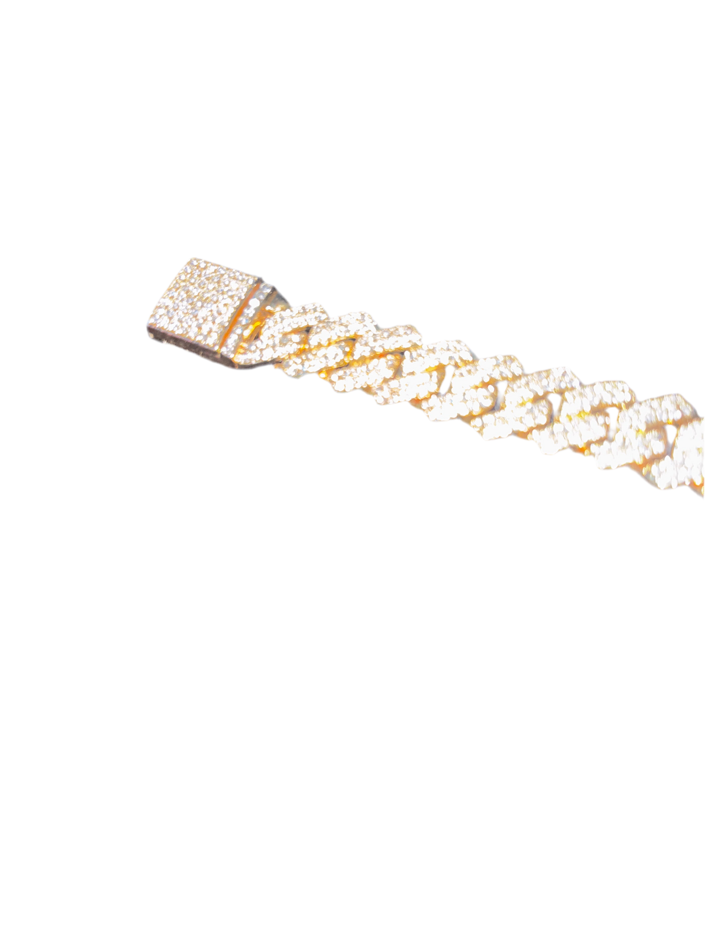 8" Iced Out Yellow Gold Filled CZ Cuban link Bracelet match for Necklace