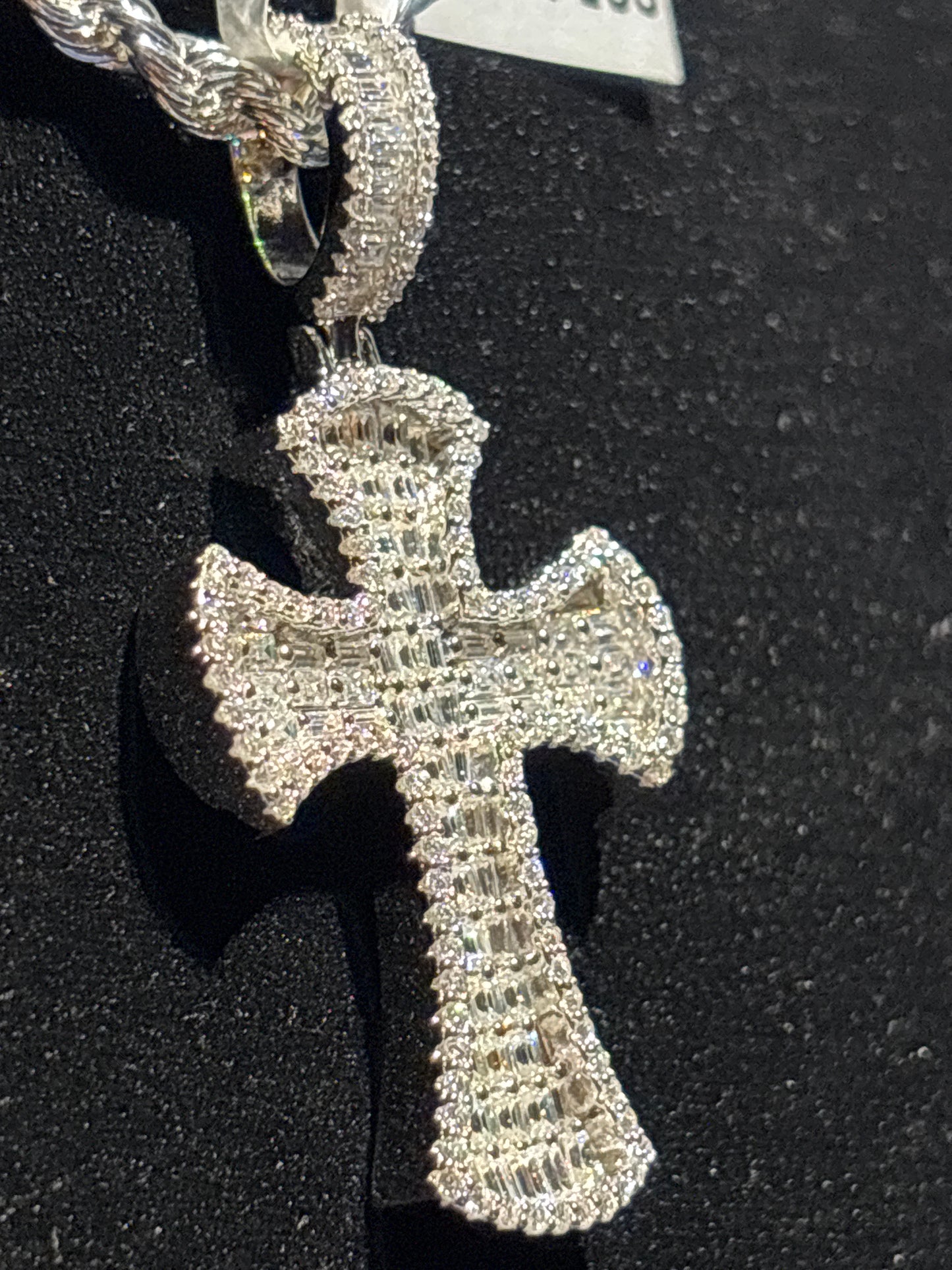 3 CTW Moissanite and 925 Silver Cross Pendant