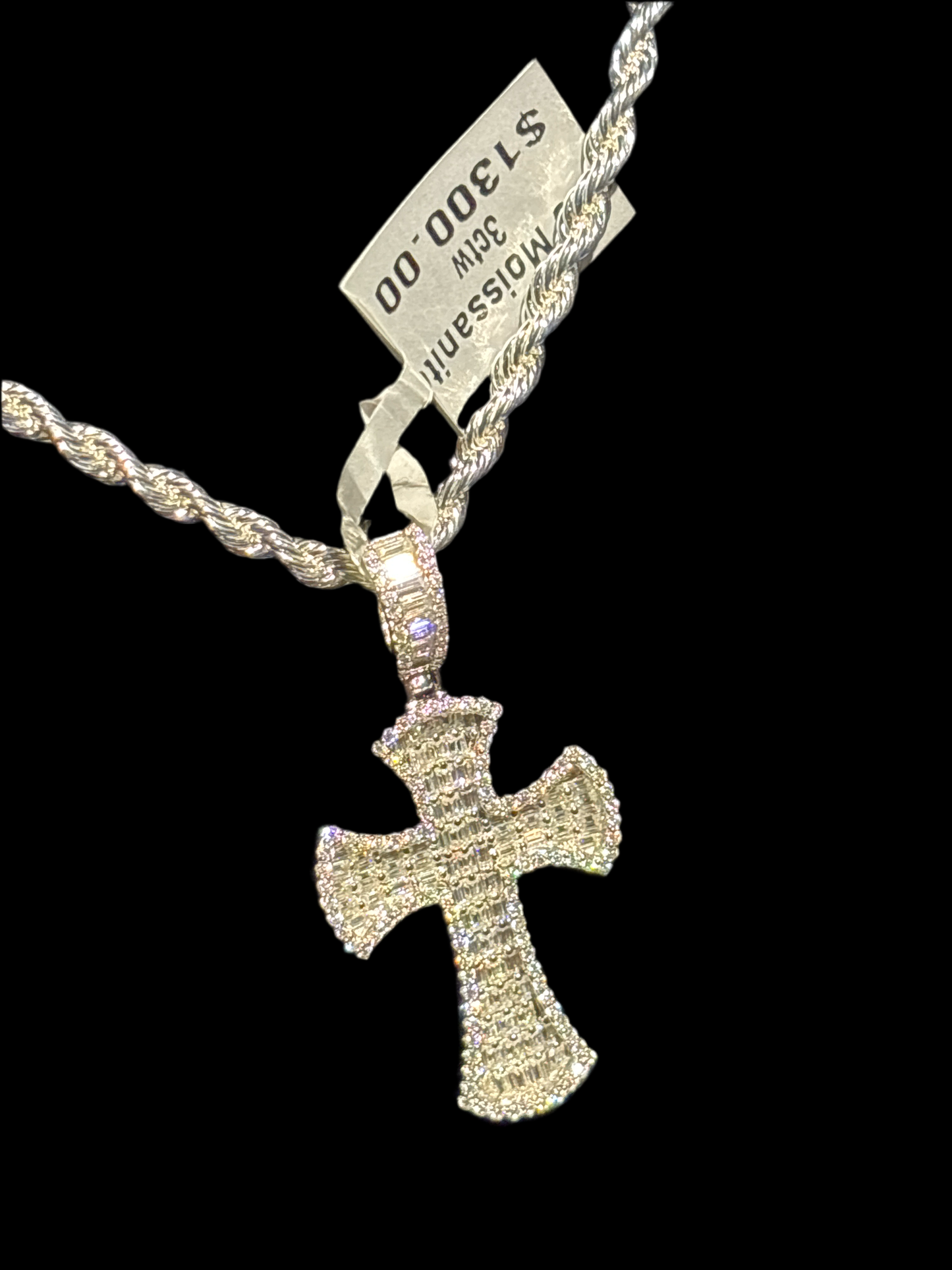 3 CTW Moissanite and 925 Silver Cross Pendant