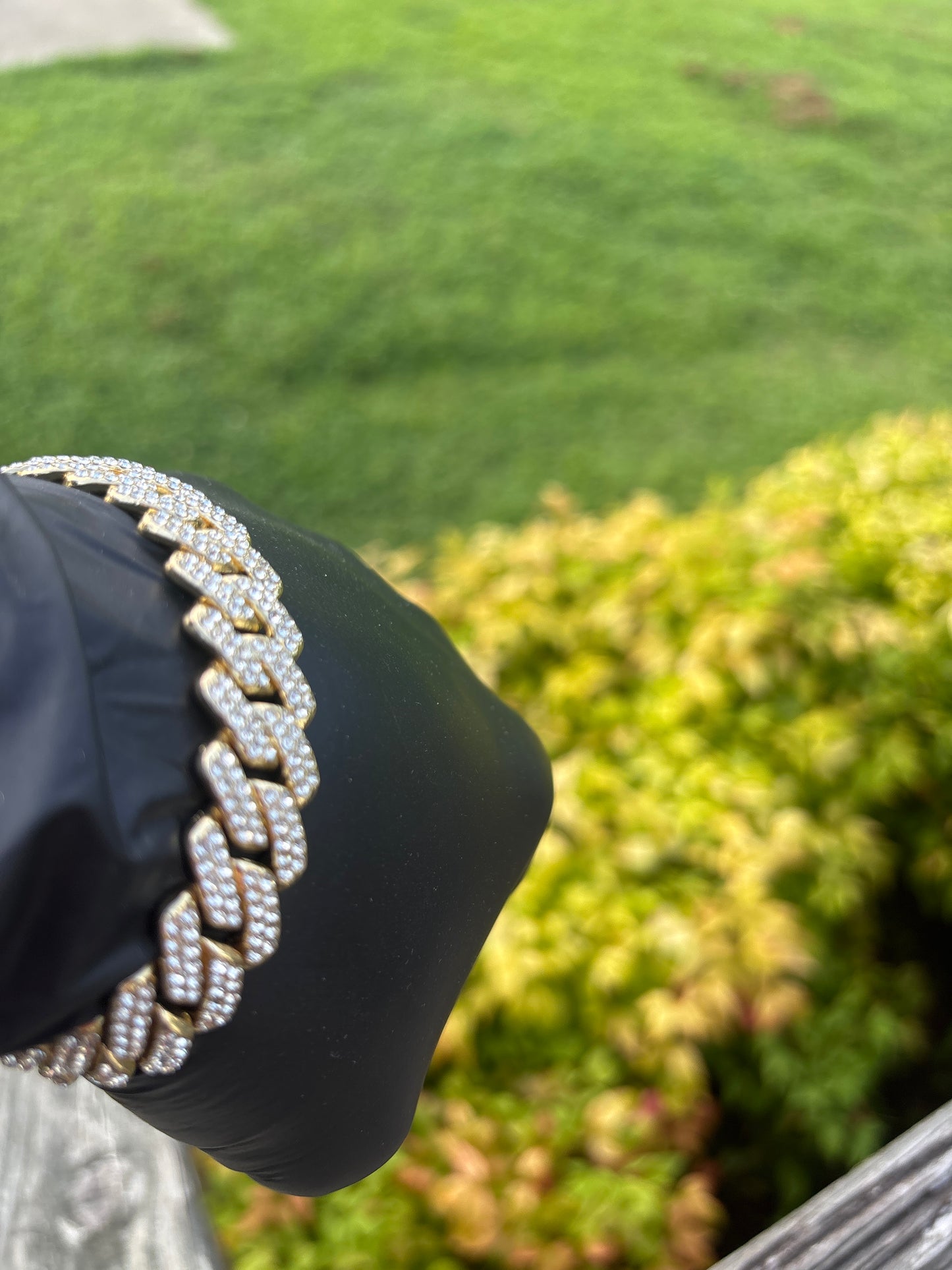 8" Iced Out Yellow Gold Filled CZ Cuban link Bracelet match for Necklace