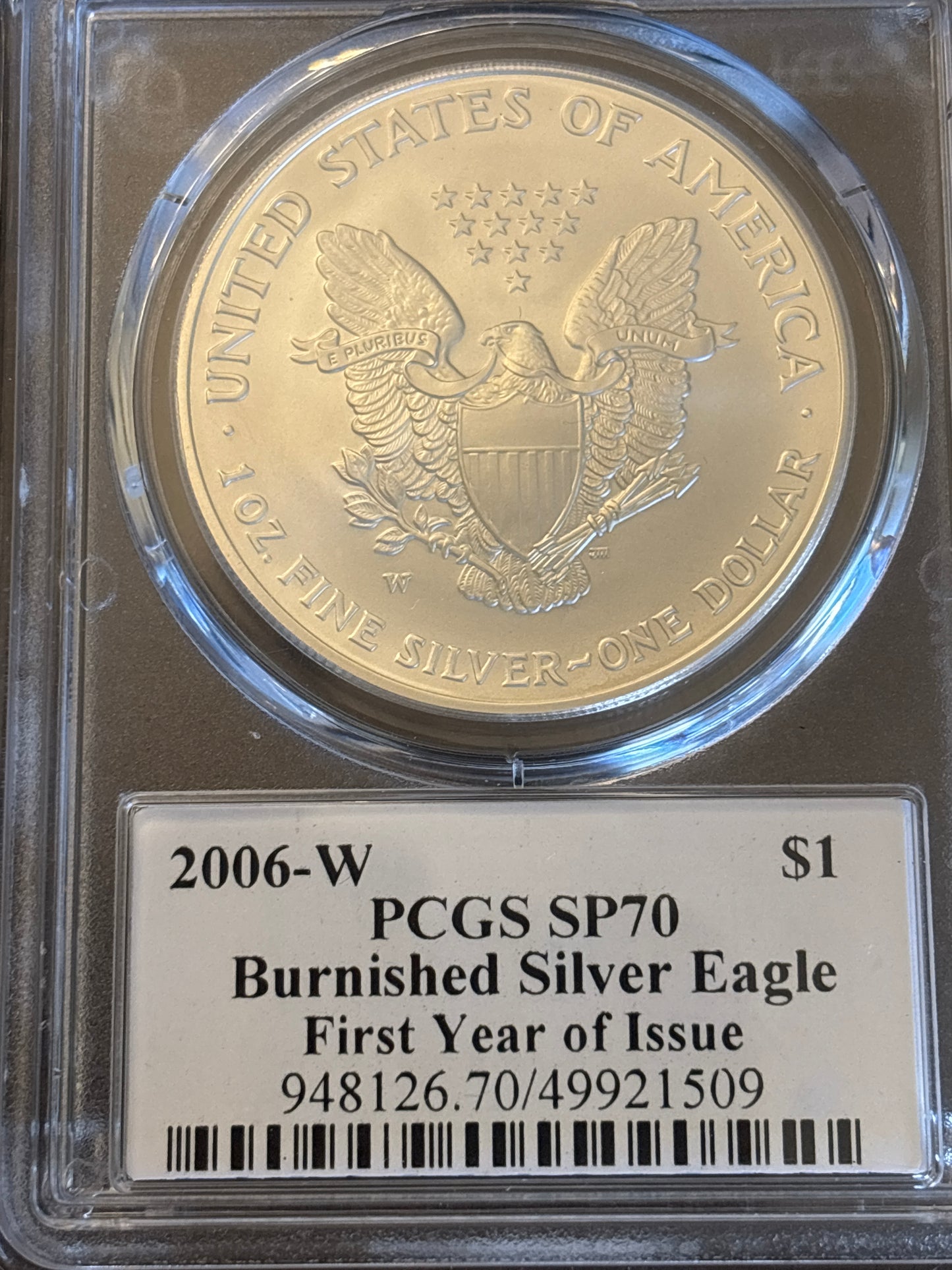 Ultra Breaks Gold Hologram 2006 West Point Burnished Silver eagle