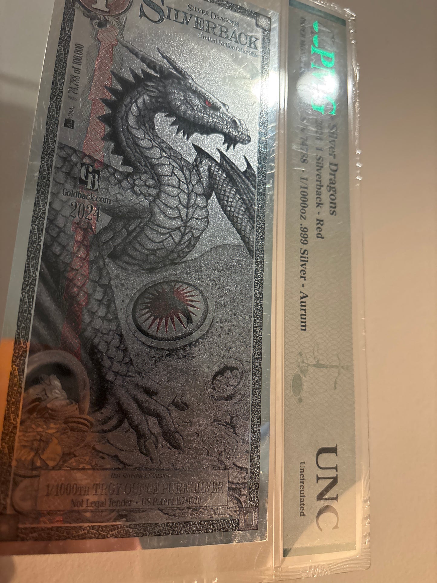 2024 1 SilverBack Red Dragon Graded 70 Gem UNC