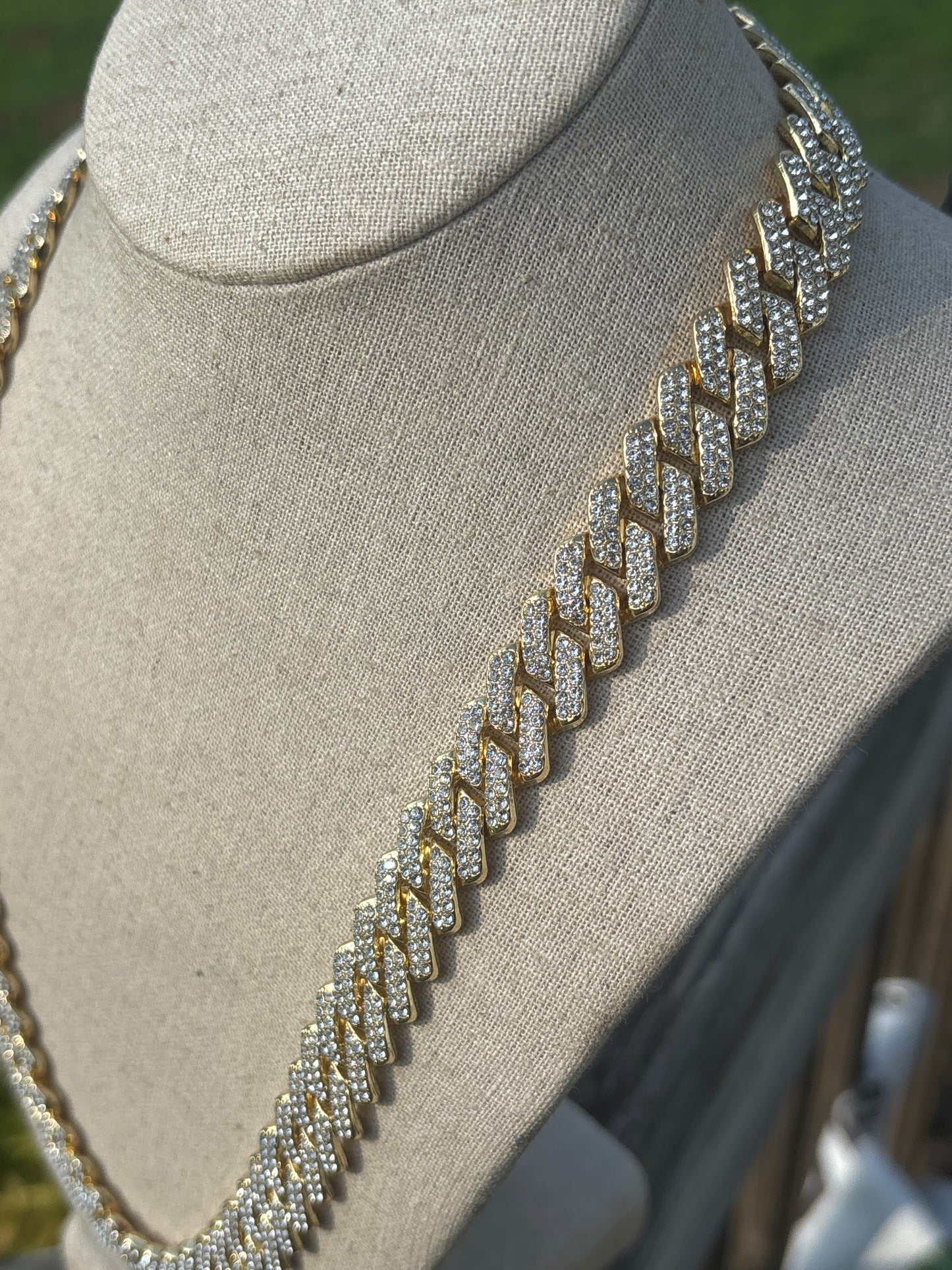 20" Iced Out Yellow Gold Filled Cuban