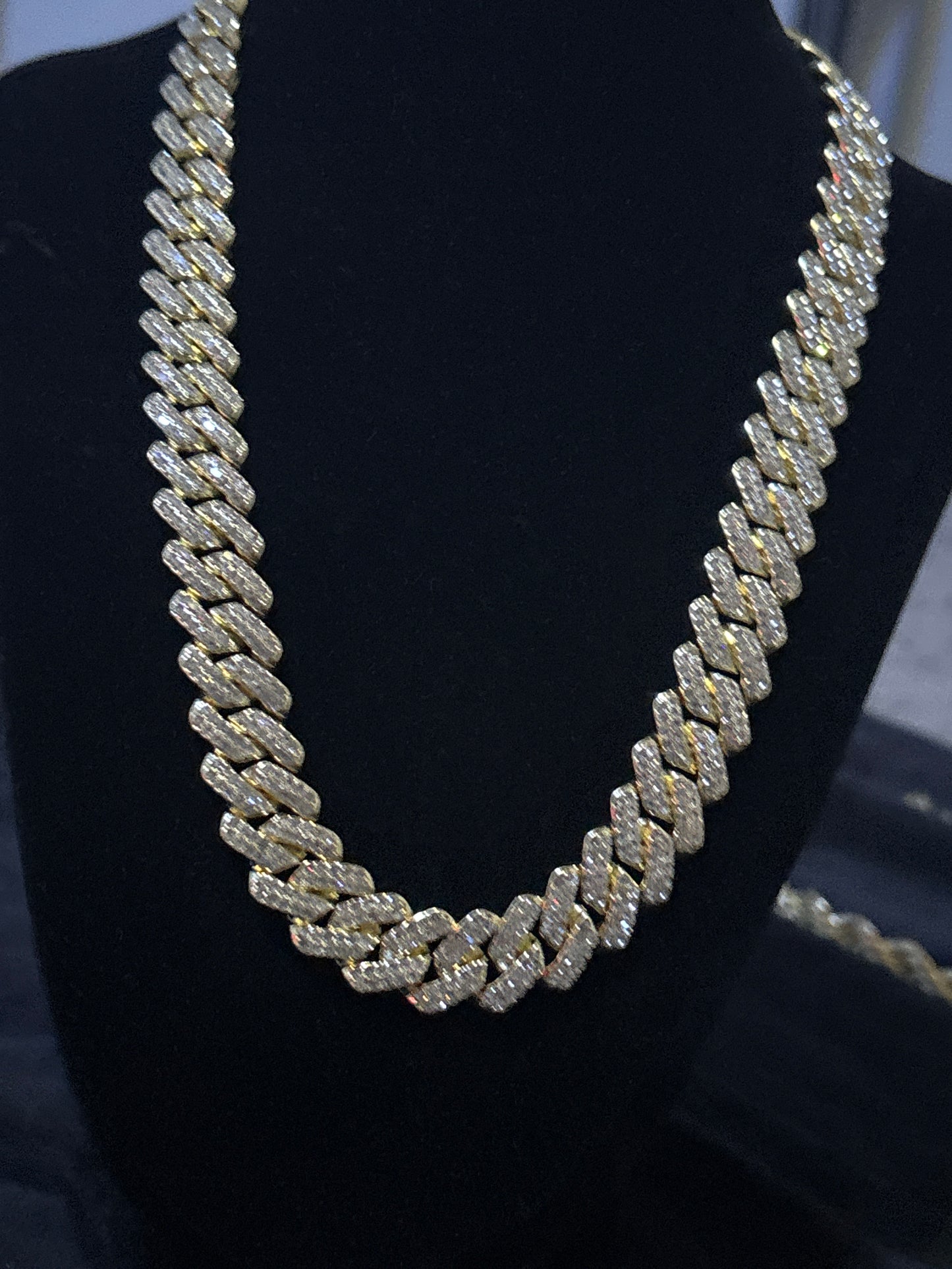 20" Iced Out Yellow Gold Filled Cz Cuban