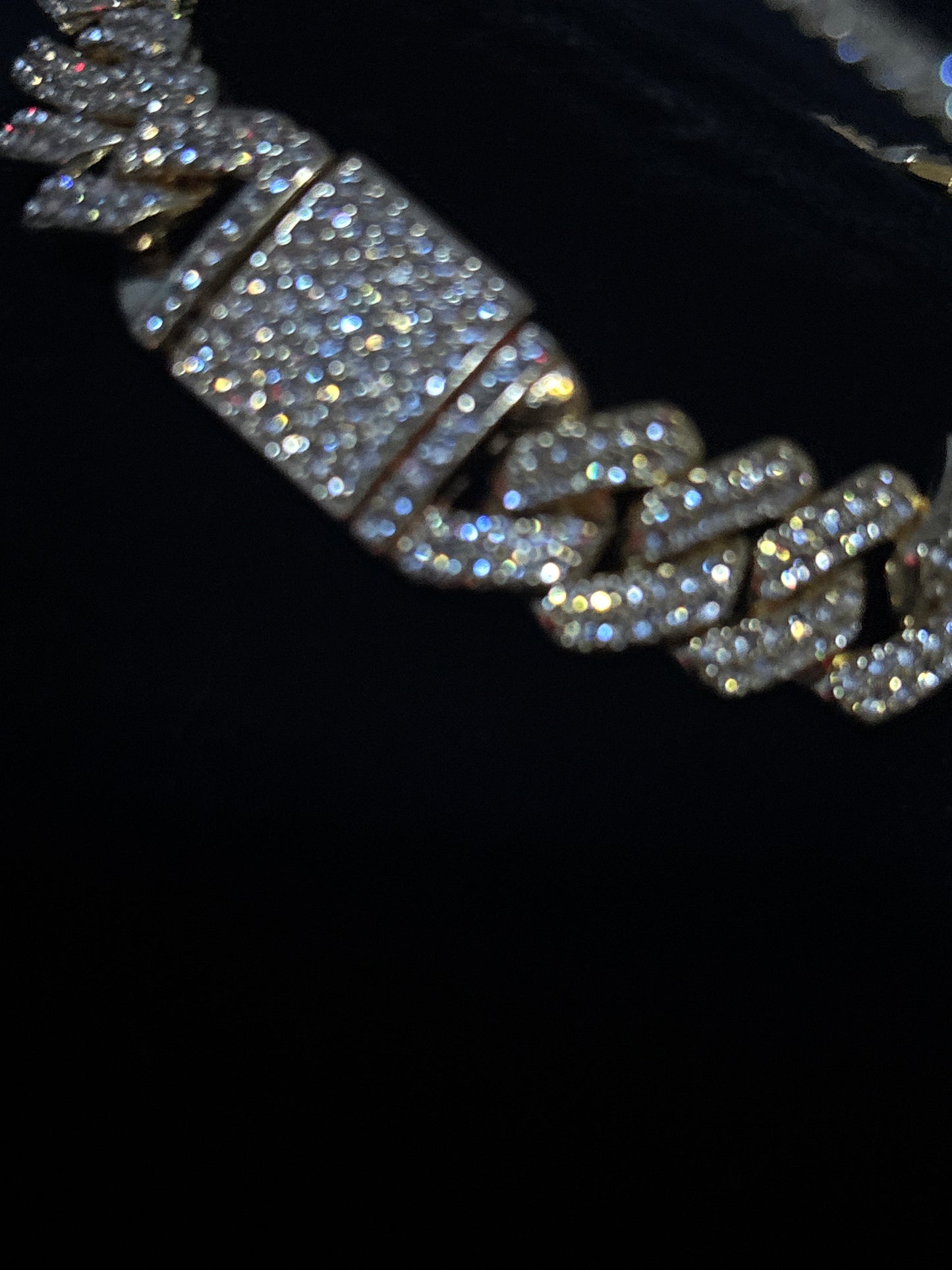 8" Iced Out Yellow Gold Filled CZ Cuban link Bracelet match for Necklace