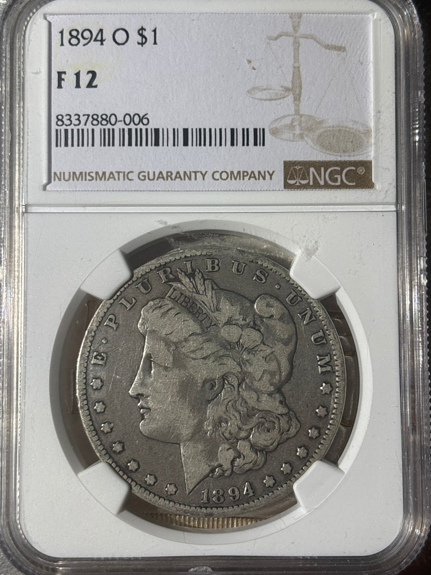 1894 O Morgan Dollar NGC F 12