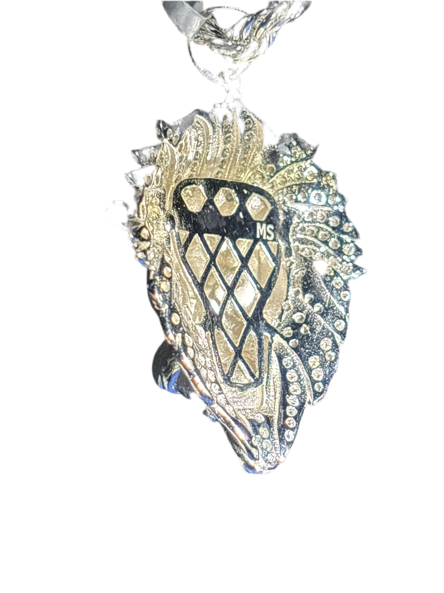 3.00 Moissanite and 925 Silver Lion Pendant