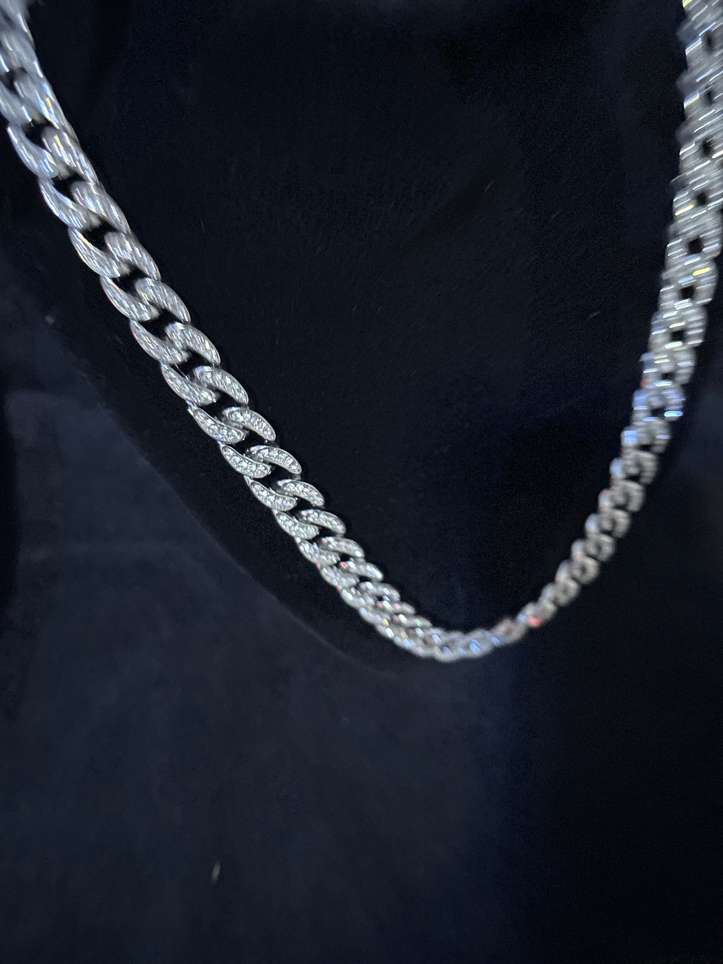 26" Iced out 14k White Gold Filled Cuban