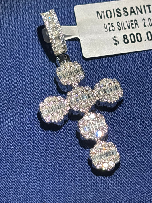 2.00 CTW Moissanite Cross in 925 Silver