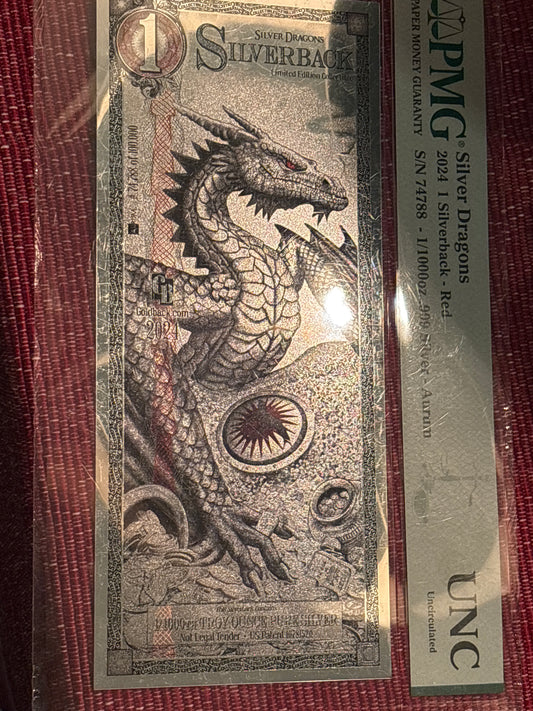 2024 1 SilverBack Red Dragon Graded 70 Gem UNC