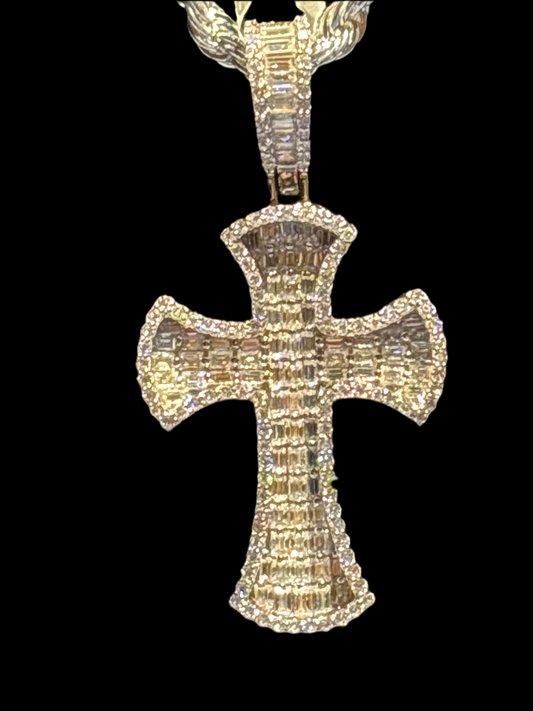 3 CTW Moissanite and 925 Silver Cross Pendant