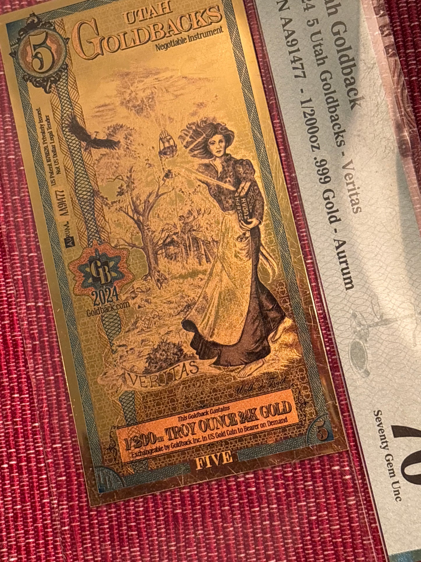 2024 Double Alpha Utah 5 GoldBack graded in PMG 70