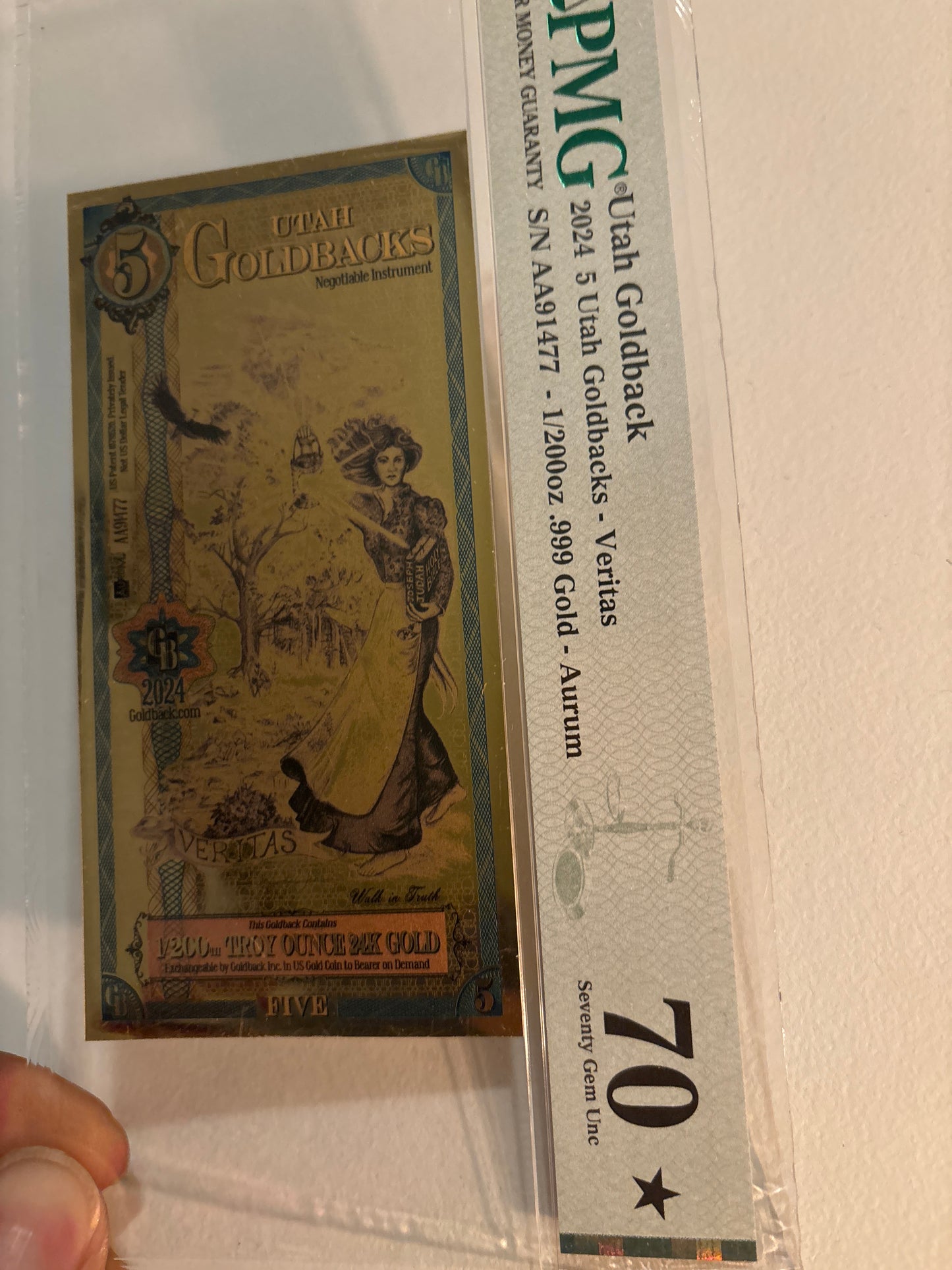 2024 Double Alpha Utah 5 GoldBack graded in PMG 70