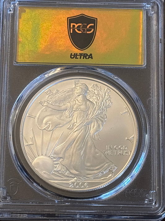 Ultra Breaks Gold Hologram 2006 West Point Burnished Silver eagle
