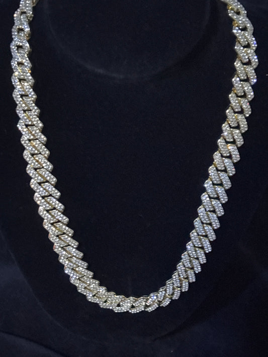 20" Iced Out Yellow Gold Filled Cz Cuban