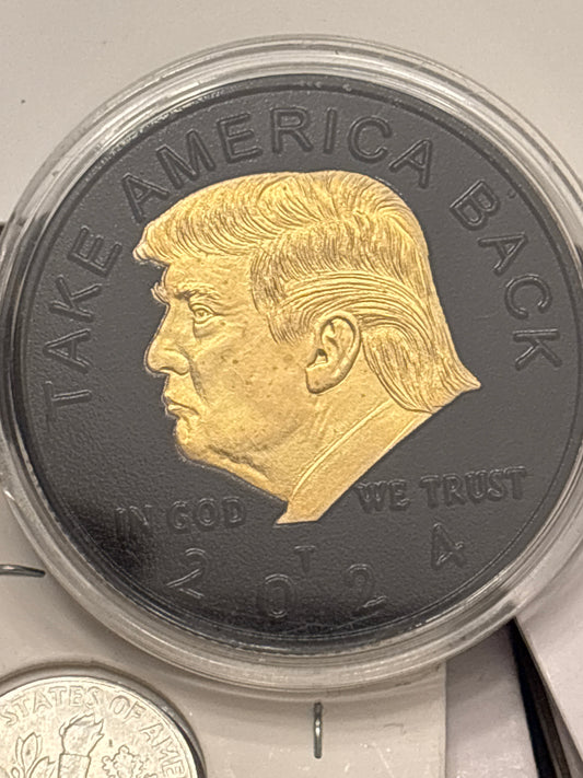 Take America back collectors bullion. Clad in Black Ruthenium with 24k gold clad highlights.