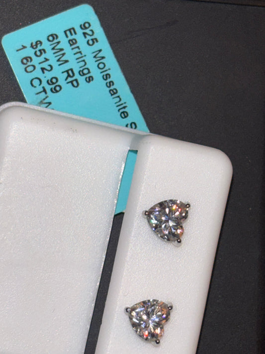 925 Silver Moissanite Heart Stud earrings