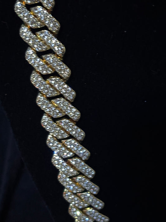 20" Iced Out Yellow Gold Filled Cuban