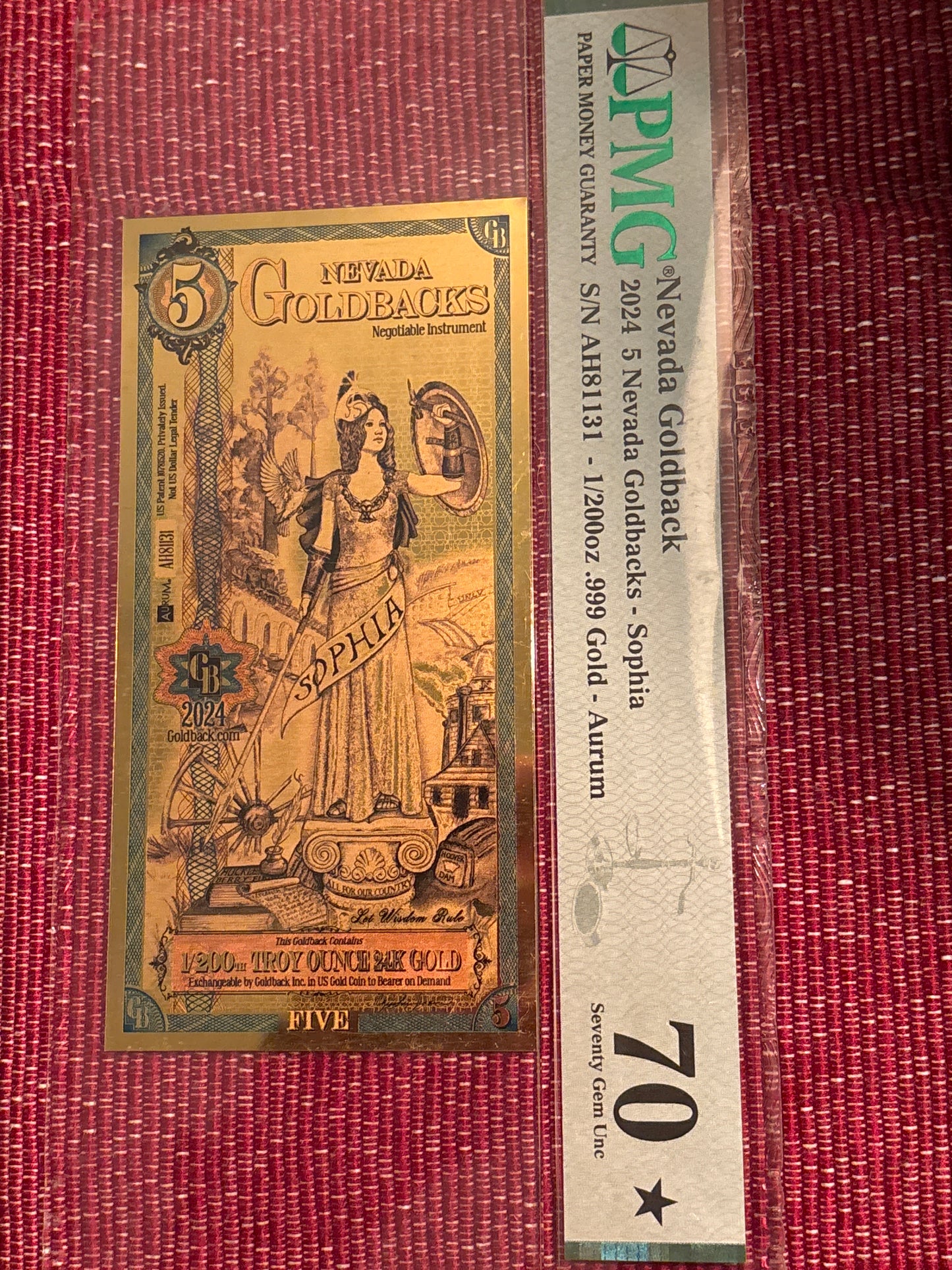 2024 Nevada 5 Alpha Gold back in PMG 70 GEM UNC